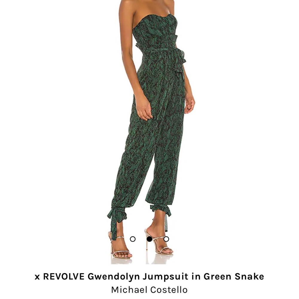 Michael Costello X Revolve Gwendolyn Jumpsuit in Green Snake